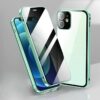 Etui en verre de protection complète avec pare-chocs en métal magnétique et film de protection d'objectif pour iphone 12 a 15 pro max étui de téléphone portable